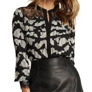 Reiss Black Lace Detail Top UK4/US0/EUR34